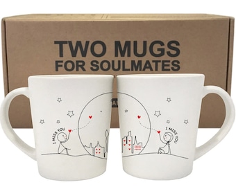 Long Distance Relationship Gift for Boyfriend Girlfriend Long Distance Mug Couple Mugs Couple Gift I Miss You Gift BoldLoft Wish U Were Here