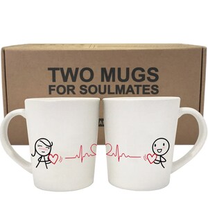 Couple Coffee Mugs Matching Cups for Couples Cute His and Hers Ceramic Valentines Mug Gift for Him Her BoldLoft Two Mugs for Soulmates®