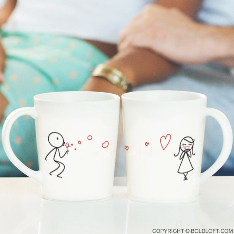 Couple Mugs Gift for Her Love Gift for Girlfriend Anniversary Mug for Wife Valentines Mug Set Ceramic Gift BoldLoft From My Heart to Yours image 2