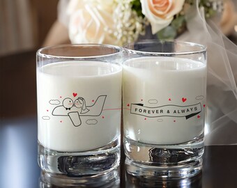 BoldLoft Forever Always Wedding Glasses for Bride and Groom Matching Glass Set Engagement Glasses for Newly Engaged Wedding Gifts for Couple