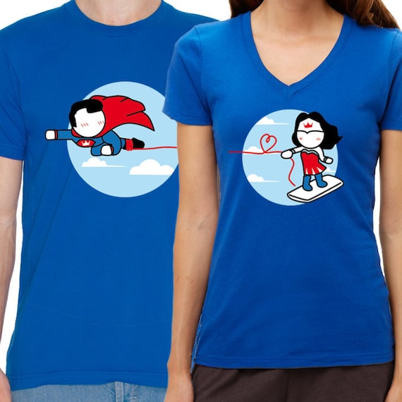 superman and wonder woman couple shirts