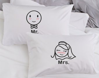 BoldLoft Mr Mrs Wedding Pillowcases Wedding Pillow Gift for Bride Groom Unique Bridal Shower Gift Wedding Gift for Couple Engagement Gift