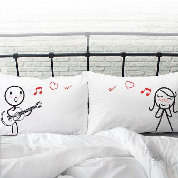 Pillow Cases Couple Pillowcases Guitar Pillowcase His & Hers Couple by BOLDLOFT