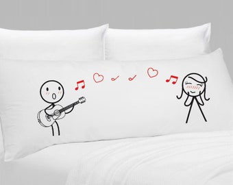 Couple Pillowcase Body Pillow Cover 20x54 Music Lover Gifts for Men Guitar Gifts for Him Romantic Gifts for Her Love Gifts for Wife BoldLoft