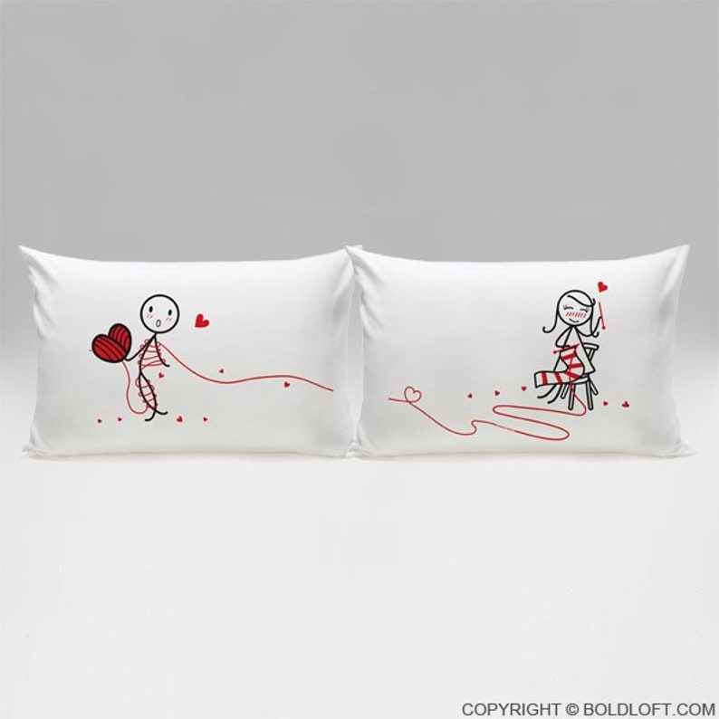 BoldLoft Love Ties Us Together Unique Romantic Pillowcase Set for Him and Her.