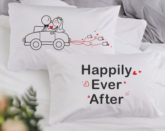 BoldLoft Happily Ever After Wedding Pillowcases Wedding Pillow Gifts for Couple Wedding Gifts Bride Groom Engagement Gift Bridal Shower Gift