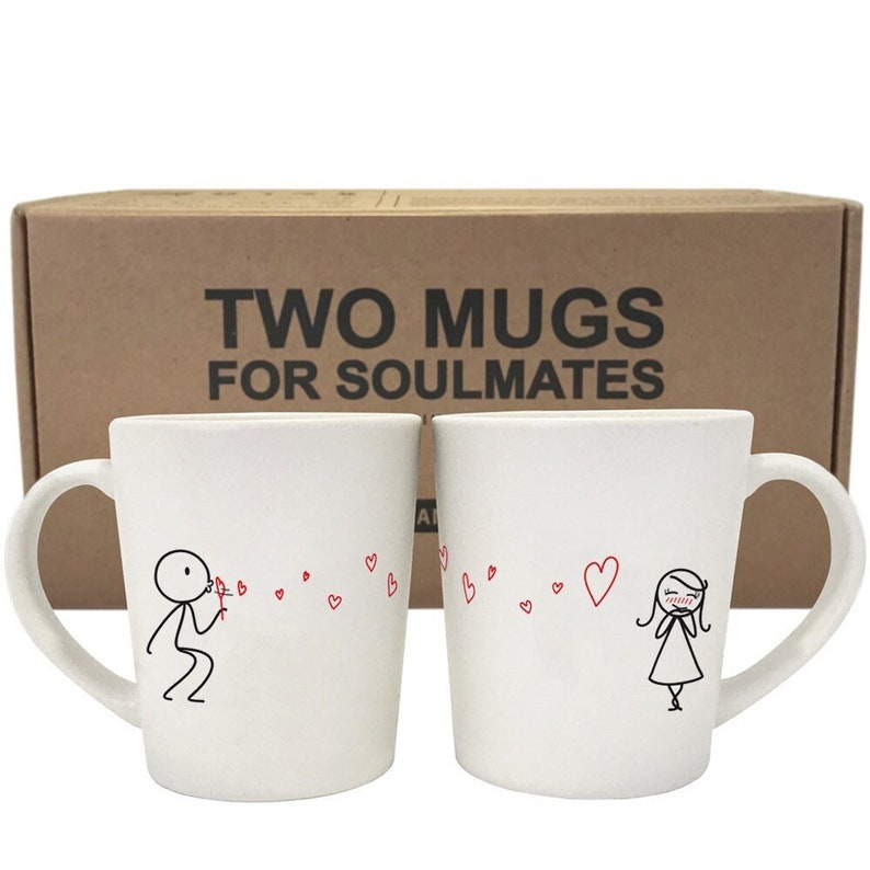 Couple Mugs Gift for Her Love Gift for Girlfriend Anniversary Mug for Wife Valentines Mug Set Ceramic Gift BoldLoft From My Heart to Yours image 1