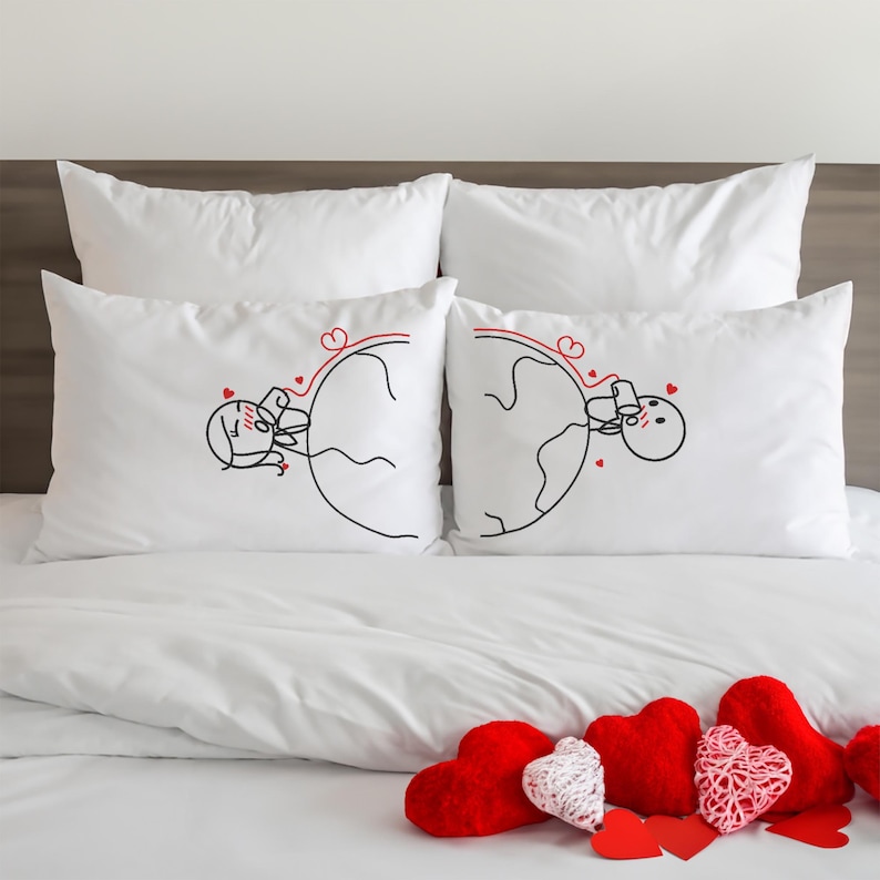 BoldLoft Love Has No Distance Couple Pillowcases-Romantic Pillowcases for Long Distance Couples.