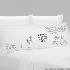 Anniversary Gifts for Boyfriend Girlfriend Gifts for Couple His and Her Gifts for Wedding Engagement BoldLoft Grow Old Body Pillow Cover image 1