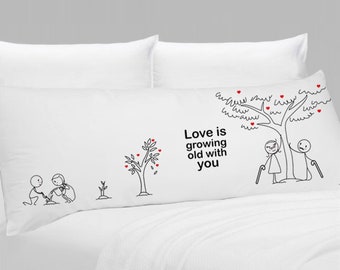 Anniversary Gifts for Boyfriend Girlfriend Gifts for Couple His and Her Gifts for Wedding Engagement BoldLoft Grow Old Body Pillow Cover
