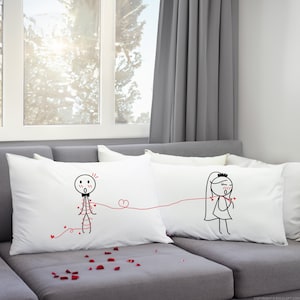 Celebrate life long journey with BoldLoft Tie the Knot Couple Pillowcases, perfect wedding gifts and engagement gifts for bride and groom.