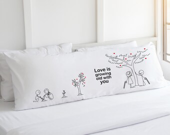 Anniversary Gifts for Boyfriend Girlfriend Gifts for Couple His and Her Gifts for Wedding Engagement BoldLoft Grow Old Body Pillow Cover