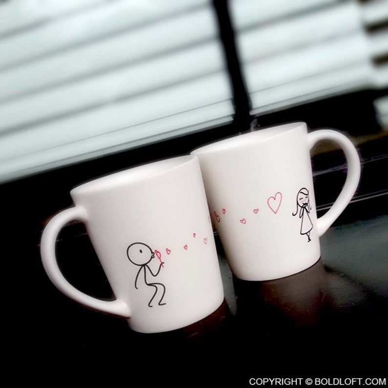 Couple Mugs Gift for Her Love Gift for Girlfriend Anniversary Mug for Wife Valentines Mug Set Ceramic Gift BoldLoft From My Heart to Yours image 3