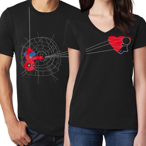 His and hers Shirts Passende Paar Shirts Superheld Shirt Set Valentinstag Shirts für Freund Freundin Paare Spinnennetz Shirt BoldLoft
