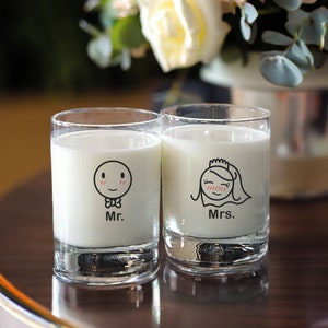 BoldLoft Mr Mrs Glasses Wedding Glasses for Bride and Groom Wedding Gifts for Couple Engagement Gifts Newlywed Gift Husband Wife Gift