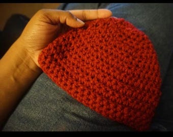 baby three to six months baby beanie dark red acrylic material