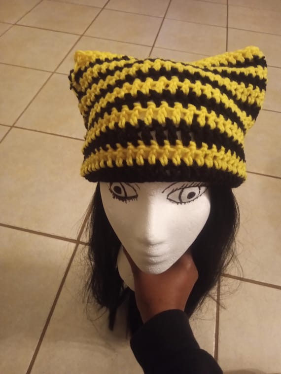 Cat Ear Beanie Hat, Vegan Acrylic Knit - Etsy