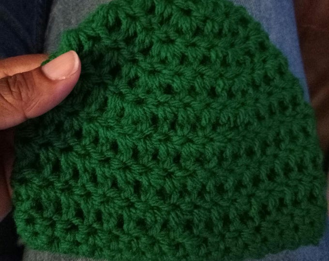 three to six months baby beanie green acrylic material