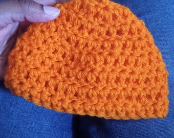 baby three to six months baby beanie orange acrylic material