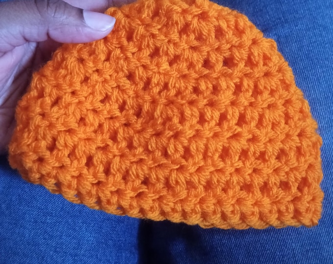 baby three to six months baby beanie orange acrylic material