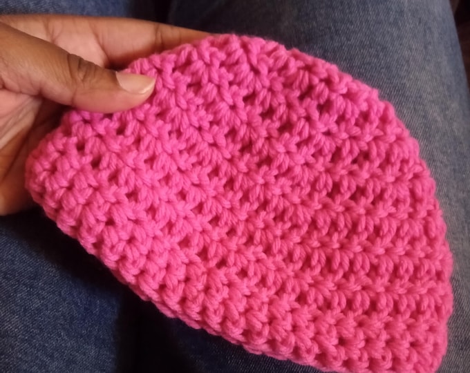 three to six months baby beanie pink acrylic material