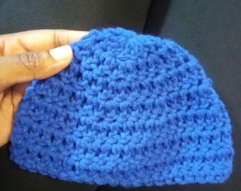 New born beanie blue acrylic material
