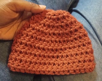 baby three to six months baby beanie ginger orange acrylic material