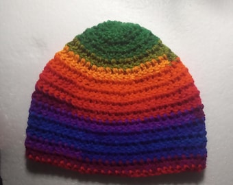 Gorro de punto arcoíris hecho a mano - Gorro acrílico de otoño