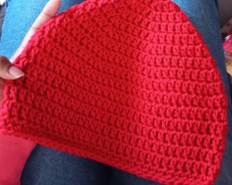 Large red hat crocheted acrylic yarn
