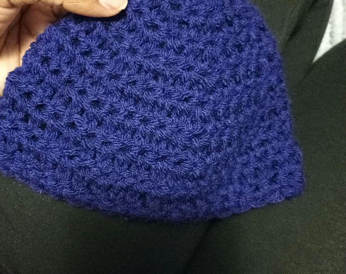 three to six months baby beanie blue acrylic material