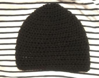 Kids ages 2-6 black beanie SOft acrylic yarn