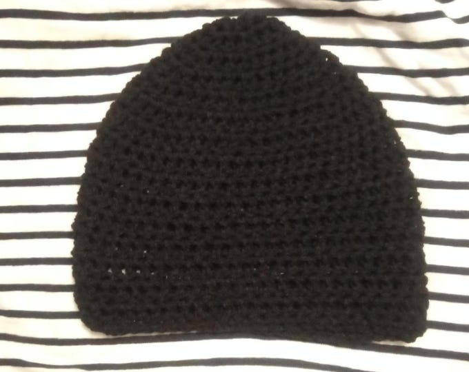 Kids ages 2-6 black beanie SOft acrylic yarn
