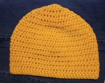 Yellow slouch beanie one size fits most acrylic yarn