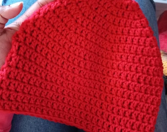 Classic red crochet beanie acrylic