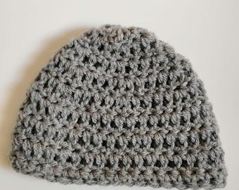 newborn to three months baby beanie grey acrylic material