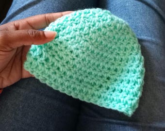 newborn to 3 months baby beanie mint acrylic material