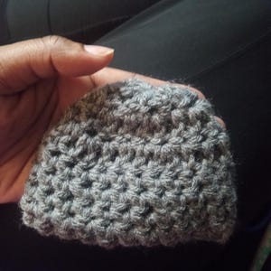 preemie baby beanie grey acrylic material