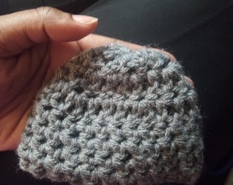 preemie baby beanie grey acrylic material