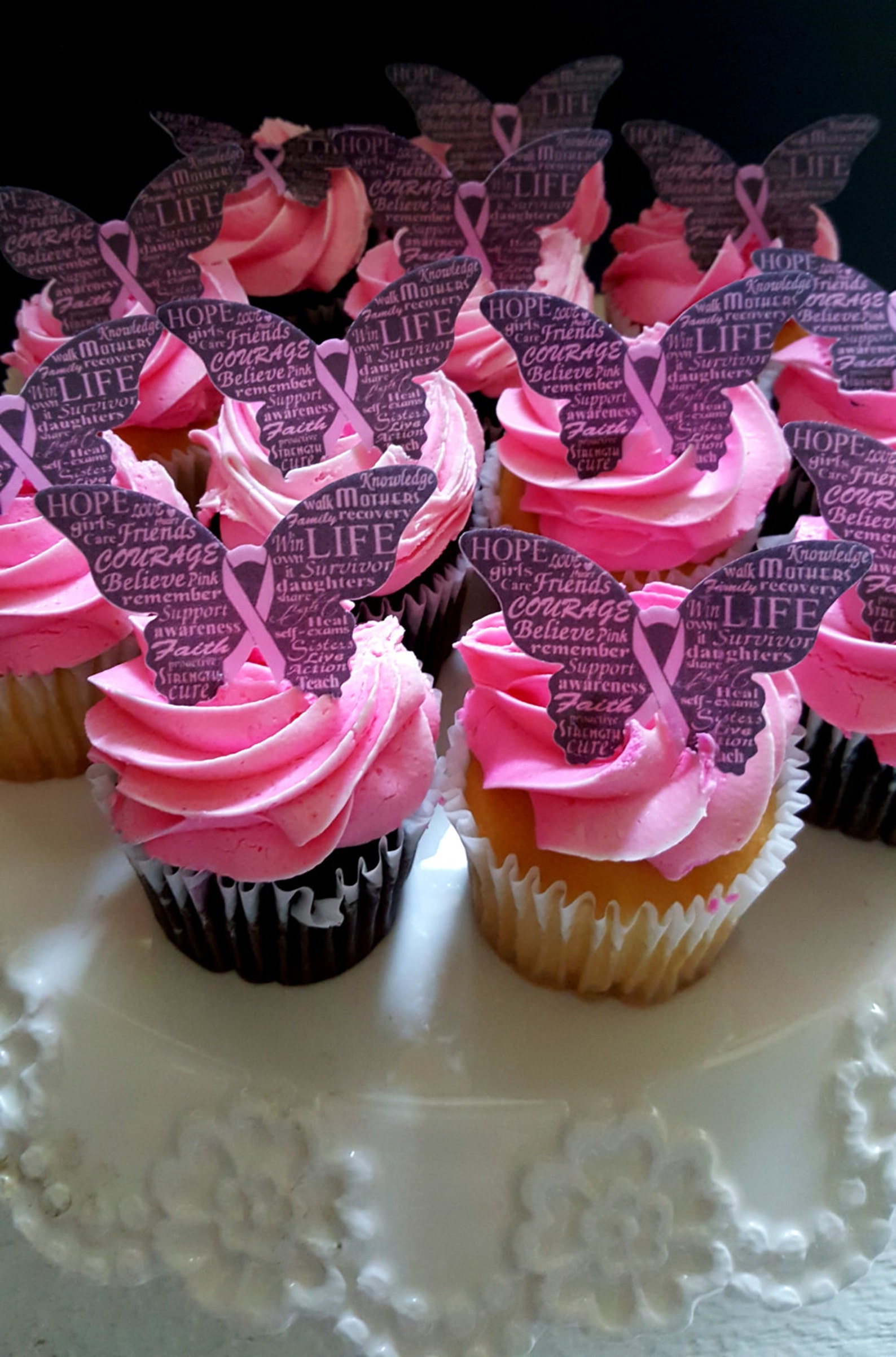 Breast Cancer Awareness Edible Pink Ribbon Butterfly Set of 12 - Etsy