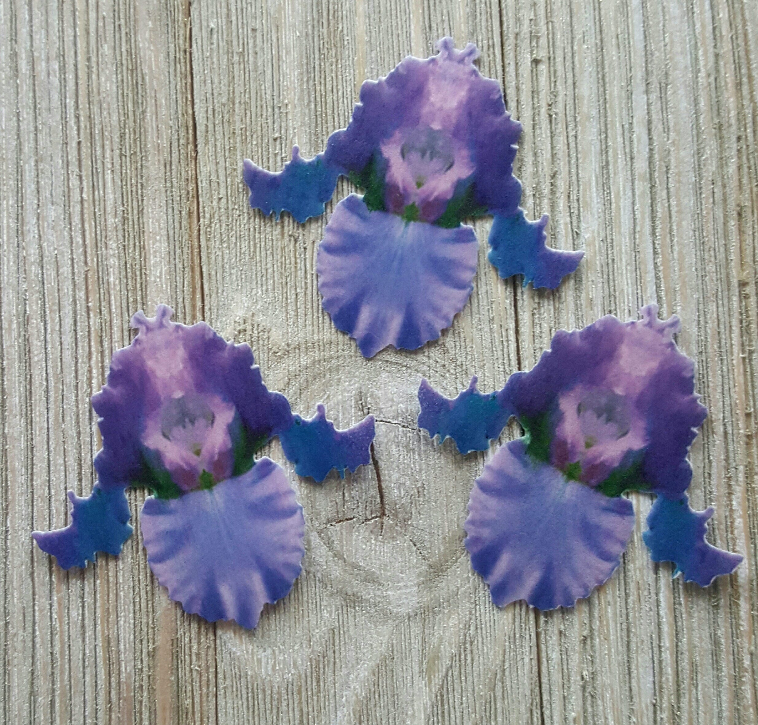 Edible Wafer Purple Iris FlowerCake/Cupcake Toppers Set of 12 Etsy