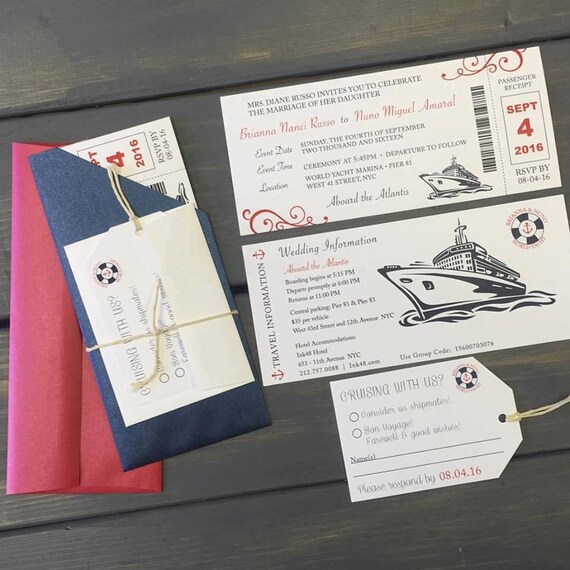 Nautical Boarding Pass Invitation Destination Wedding Etsy