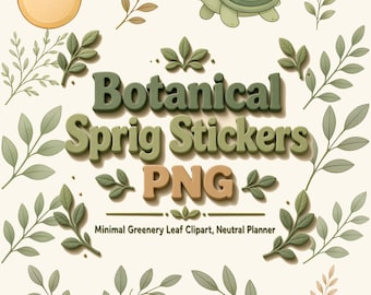 Pegatinas de ramitas botánicas, 15 imágenes PNG de hojas florales (descarga digital)