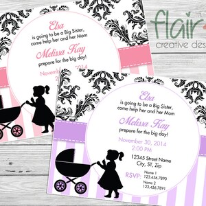 Big Sister - Baby Shower Invitation - Digital File (5x7 Landscape)