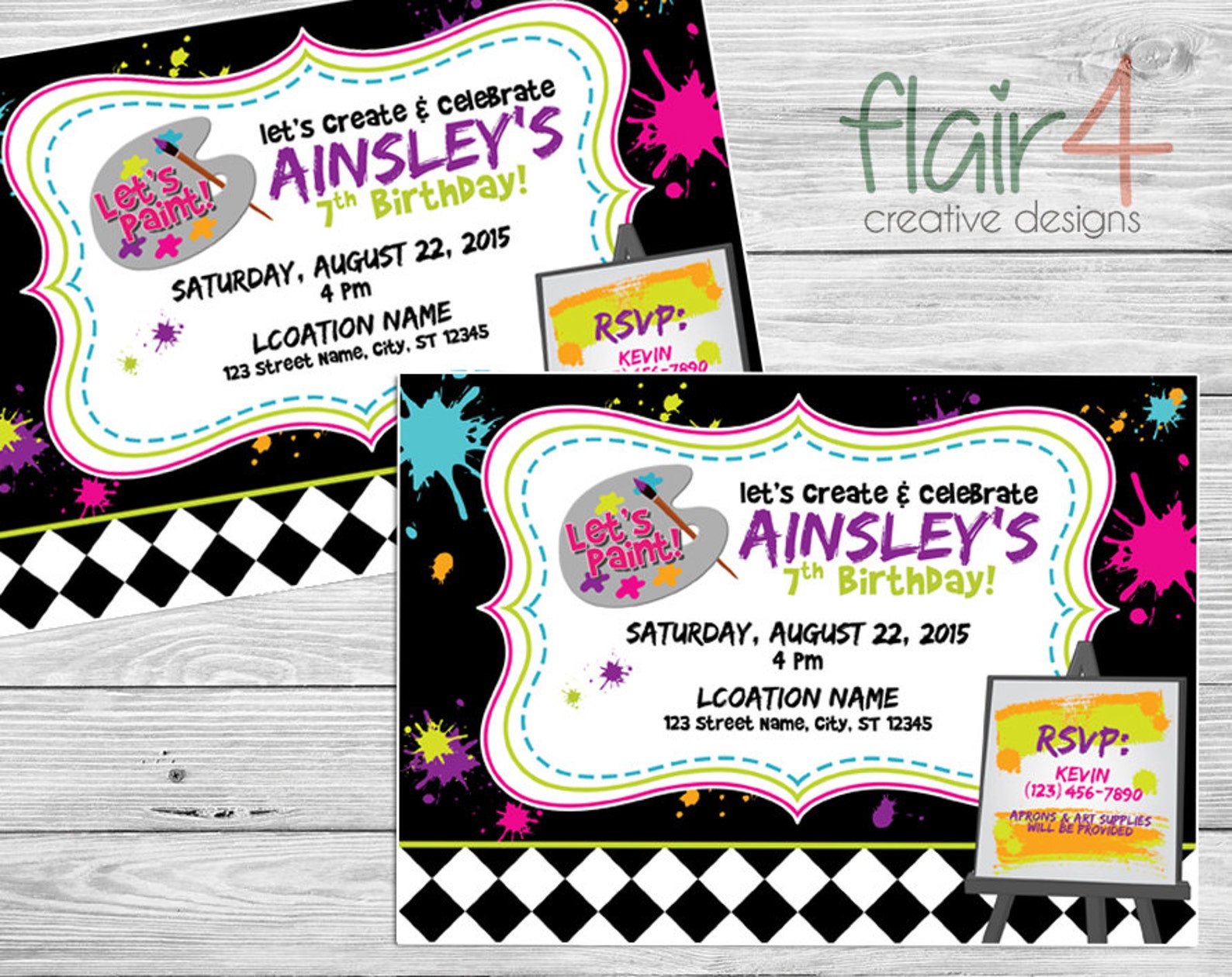 Printable Invitation - Paint / Art Party Birthday Invitation - Digital ...