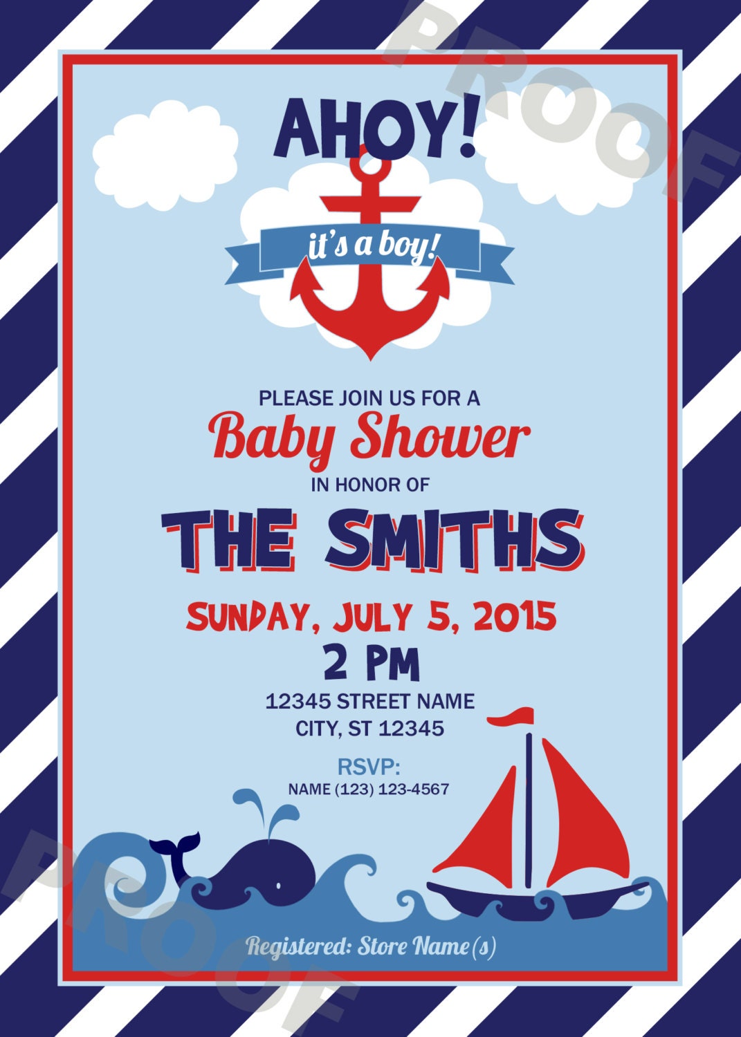 Printable Invitation - Ahoy It’s A Boy - Digital File (5x7) - Etsy