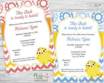 Chick - Baby Shower Invitation - Digital File (4x6 or 5x7)