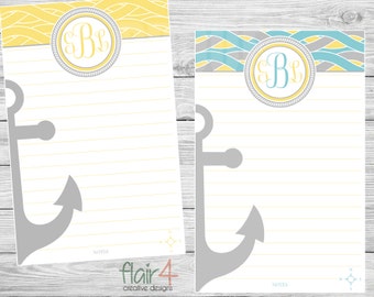 Personalized Printable Stationery - Anchors - Initials: Digital File (5 ...