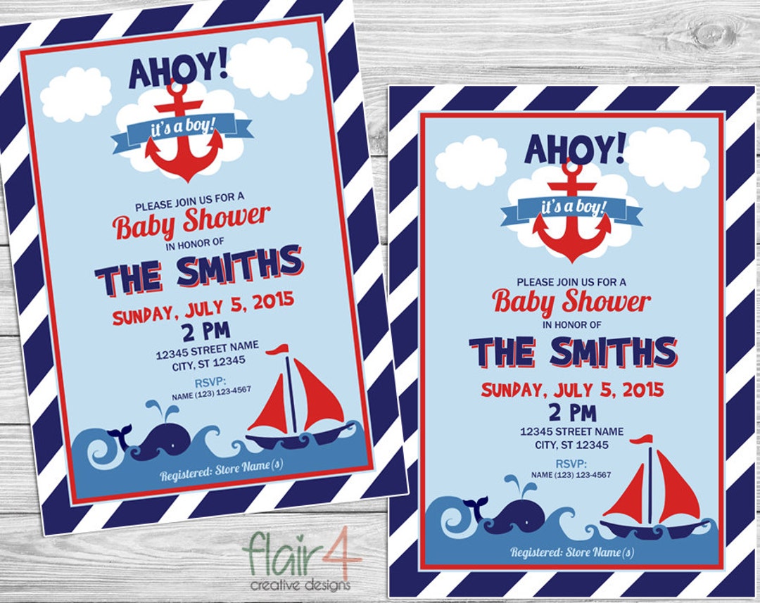Printable Invitation - Ahoy It’s A Boy - Digital File (5x7) - Etsy