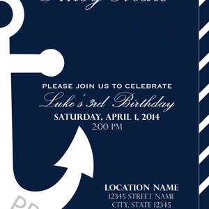 Printable Invitation - Anchor Birthday Party/any Occasion - Digital File (5x7) - Etsy