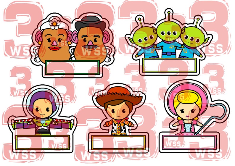 Name Tags Power TOY STORY Templates as Toppers or Stickers for Etsy Name Tags Power TOY STORY Templates as Toppers or Stickers for Etsy